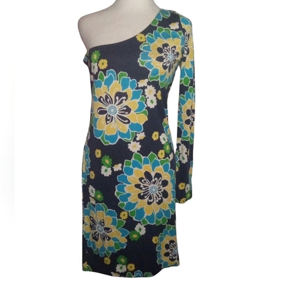 Lilly Pulitzer Dresses & Skirts - Lilly Pulitzer Twyla Print Floral Silk Cotton Blend One Shoulder Dress Sz Medium